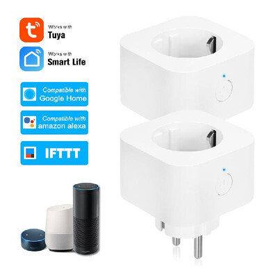 

2PCS Mini Smart WiFi Socket EU Type F Remote Control by Smart Phone from Anywhere Timing Function Voice Control Compatible with A