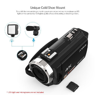 

Andoer 4K 1080P 48MP WiFi Digital Video Camera Camcorder Recorder with 2pcs Rechargeable Batteries Novatek 96660 Chip 3inch Touchs