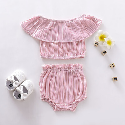 

New Summer Baby Girl Lovely Sleeveless Solid Color Top And Pants Kit Kid Two-piece Outfit Set