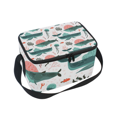 

ALAZA Underwater Ocean Bottom Lunch Box Insulated Lunch Bag Large Cooler Tote Bagfor Men Women