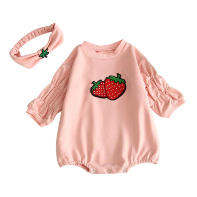 

Baby Infant Rompers Fruit Print Infant Jumpsuit Fashion Baby Toddler Clothes Baby Girls Long-Sleeved Rompers