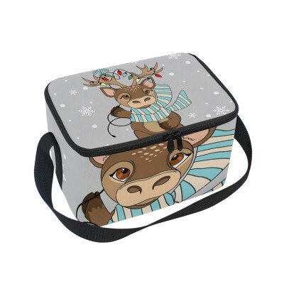 

ALAZA Lunch Box Insulated Lunch Bag Large Cooler Christmas Deer Tote Bag