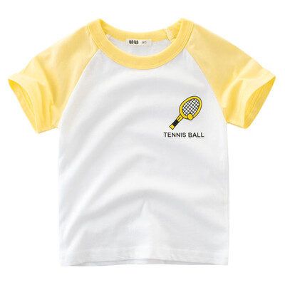 

Boy Short Sleeve Cotton T-Shirt Round Neck Tops Summer Kids Clothes Sports Shirt Tee Dark Blue 90