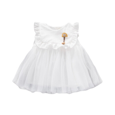

Summer Baby Girls Ruffle Design Flare Sleeve Casual Dress Kids Toddler Mesh Princess Sundress Super Cute