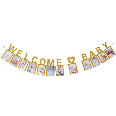 

Baby Theme Photo Frame Pull Flag Frame Banner First Happy Birthday Decoration 1st For Little Boys Girl My 1 Year Old Evening
