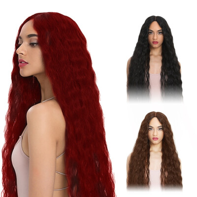 

Womens Fashion Curly Wavy Long Hair Wig Black Wig Winered Wig Cosplay Wig Brown Wavy Wig