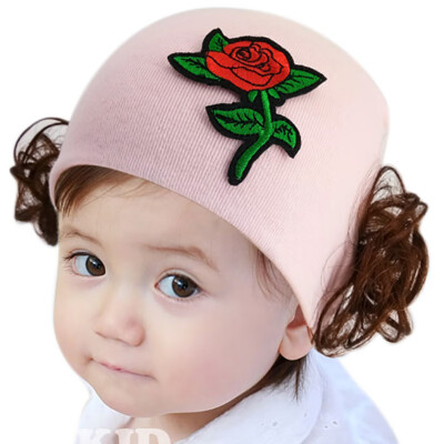 

New Cute Toddler Kids Baby Girl Cute Flower Wig Design Winter Warm Hat Cap Headwear