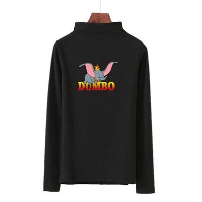 

Autumn Winter t shirt harajuku tshirt New Cartoon Print Thick T-shirts Korean Style Turtleneck Long-sleeved Women Tops
