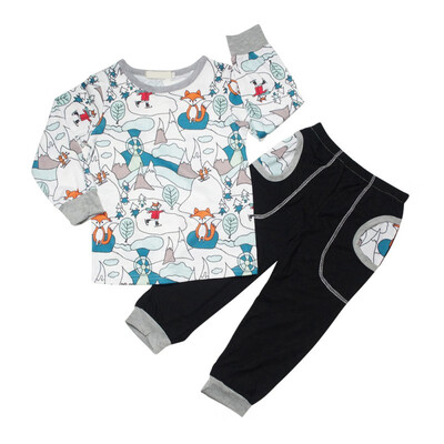 

SpringAutumn Children Clothing Long Sleeve Cartoon Pattern Fashion TopPocket Pant Baby Girl Clothes Set Sport Suits