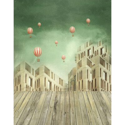 

Red Hot Air Balloon Photo Backdrop 57FT Vinyl Fabric Cloth Digital Printing Photo Background s-2166
