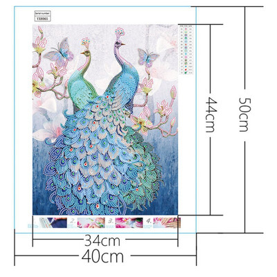 

5D DID Diamond Painting Cross Stitch Animal Peacock Partial Diamond Embroidery Special Shaped Diamond Painting Rhinestone