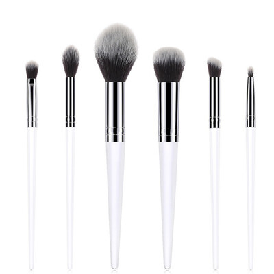 

6 Pcs White Makeup Brush Set Foundation Brush Loose Powder Brush Eyeshadow Lip Blushes Brush Maquiagem