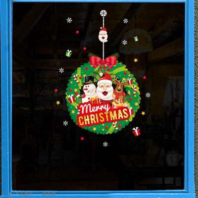 

2020 New Merry Christmas Window Showcase Wall Sticker Decals Santa Claus Xmas Wall Art Removable Home Decor 10 Styles
