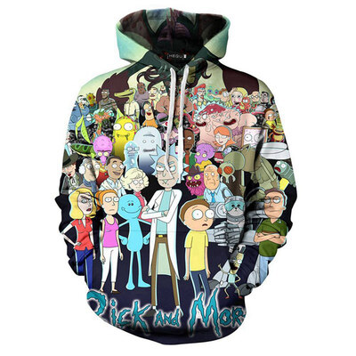 

2019 New Fashion Men Long Sleeve Hooded Sweatshirt Cute Rick And Morty 3D Cartoon Printed Hoodie Pullovers