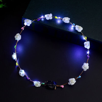 

Hot Party Crown Flower Headband LED Light Up Hair Wreath Hairband Garlands Women Halloween Christmas Glowing Wreath