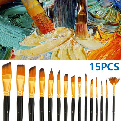 

15PcsSET Artist Paint Brushes Set Watercolour Acrylic Oil Painting Drawing Brush