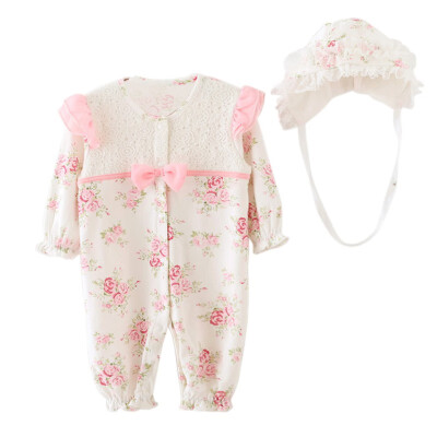 

Newborn Baby Girl Clothes New Style Girls Princess BowFlowers Romper & Hat 2pcs Long Sleeve Cute Baby Clothing Set Outfits