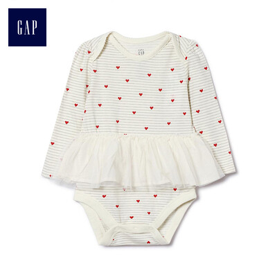 

GAP flagship store baby girl cute love pattern tulle jumpsuit 400244 ivory white 18-24M