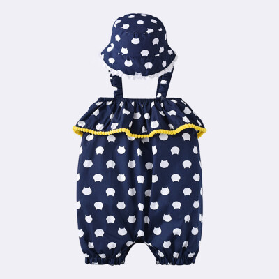 

Summer Newborn Infant Baby Girls Cotton Suspender Pants Romper Jumpsuit Bodysuit Hat Baby Girl Clothes Outfit 2019 New Arrival