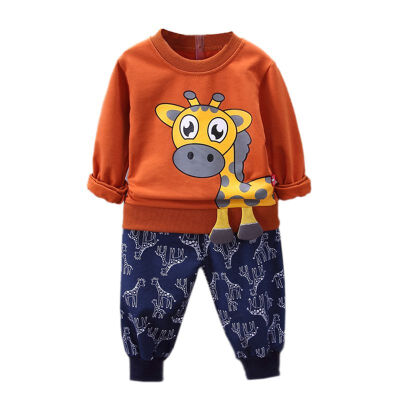 

2Pcs Autumn Baby Boys Girls Long Sleeve Cartoon Sweatshirt TopsDeer Pants Trouser Costume Set