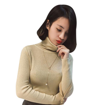 

Turtleneck Autumn Winter Bottom Sweater Women Knitted Sweater Slim Solid Color Long-Sleeved Fashion Pullover Sweater