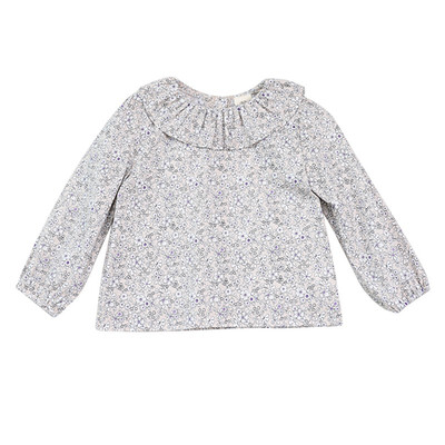

Sweet Child Lapel Shirt Floral Puff Sleeves Princess Beauty Shirt Baby Girls Long Sleeve Tops