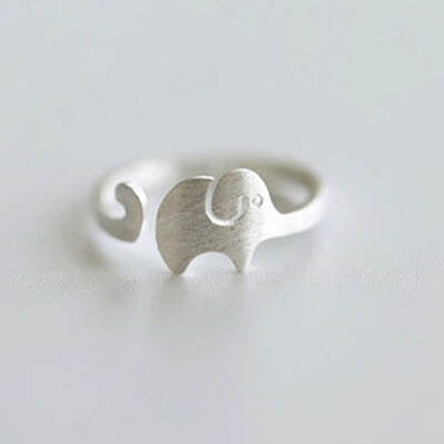

Brushed Frosted Elephant Ring Adjustable Jewelry Drawing 925 Sterling Silver Ring Sterling Elephant Cat