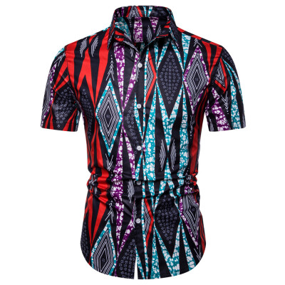 

Tailored Mens Summer New Style Hawaiian Printed Short-Sleeved Shirt Fashion Blouse Top