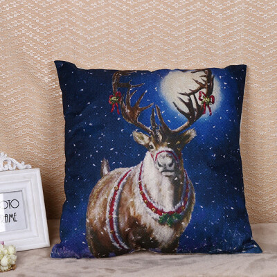 

Tailored Merry Christmas Print Pillowcase Linen Cotton Sofa Cushion Cover Home Decor Gift