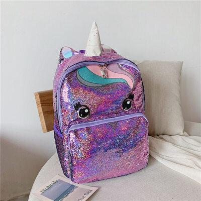 

Women Girls Unicorn Sequin Backpack Cute Cartoon School Bag Handbag Kids Bag