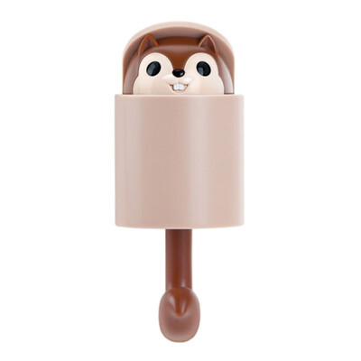 

Wall Mounted Adhesive Plastic Cartoon Squirrel Decorative Hooks Coat Hanger Hat Rack Key Sundries Organizer