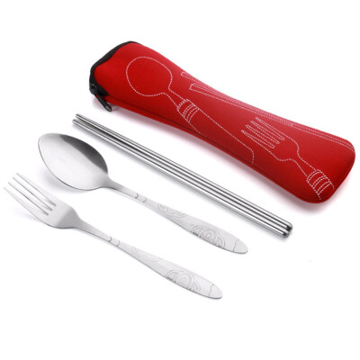 

Portable Stainless Steel Cutlery Set Dinnerware Sets Lightweight Outdoor Tableware Set With Cloth Bag Lunch Tools Set Hot Sale