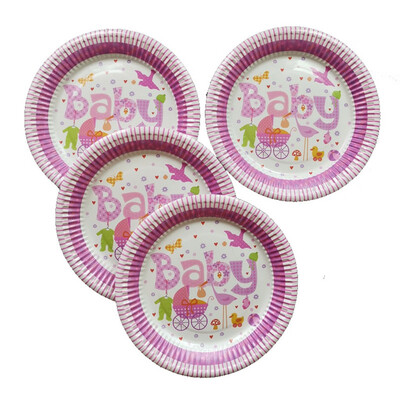 

Toponeto Baby Circular Paper Tray Cake Tray 7-Inch Pink And Blue Baby Paper Tray 10Pcs