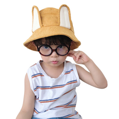 

Autumn Baby Boys Girls Baby Ear Design Bucket Hats Caps Reversible Sun Headwear Hats