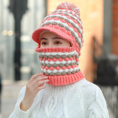 

Wool hats for men&women in winter knitted ear&neck protector riding windproof&velvet one-piece hat to keep warm