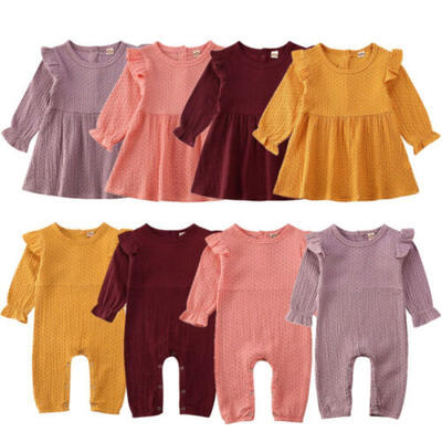 

UK Newborn Kid Baby Girl Outfit Long Sleeve Dress Ruffle Romper Bodysuit Clothes