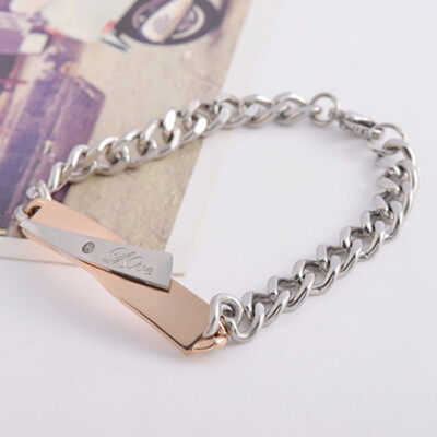 

Cross Letter Couple Bracelets for Male Titanium Stainless Steel Silver Lovers Jewelry Gifts