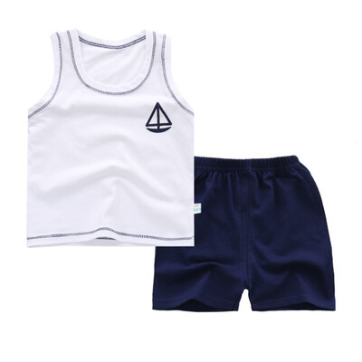 

WEIXINBY Summer Childrens Vest T-shirt Shorts Pant Suit Boys Girls Clothing Suit Baby Soft Cotton Clothes Newborn Kids Set 2Pcs