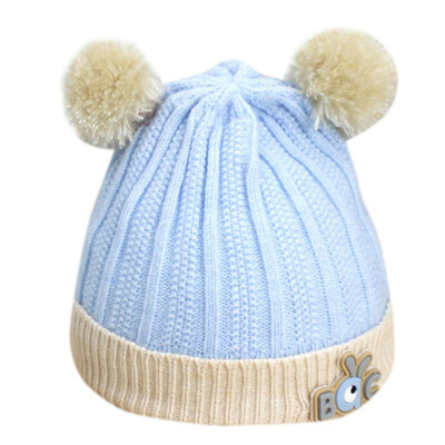 

arrival cute kid babies Beanies caps Child Crochet Winter Warm Knit Hats Cap Baby Boy Girls beading Hair Ball Earbud Hat