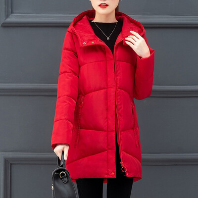 

Toponeto Women Fashion Winter Solid Color Print Hooded Cardigan Pocket Long Sleeve Coat