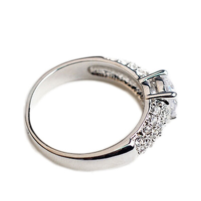 

White Gold Plated Eight Heart Eight Arrows Wedding Decoration Couples Get Married Diamond Ring Fashion Is Zircon Ring