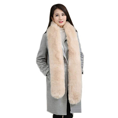 

Women Scarf Winter Warm Faux Wool Collar Stole Long Shawl Solid Color Soft Year
