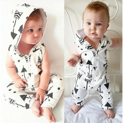 

US Cute Newborn Infant Baby Romper Hooded Jumpsuit Boys Girls Clothes Outfits