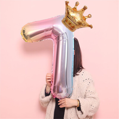 

Toponeto Crown Number Foil Balloons Number Ballon Happy Birthday Party Decoration 32 Inch