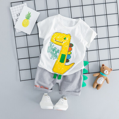 

Boys Sets Children Clothing Toddler Boy Clothes Set Casual Cartoon Dinosaur Short Sleeve T-shirt TopsPants 2pcs Outfits Set