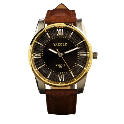 

YAZOLE 348 Men Watch Top Brand Waterproof PU Leather Roman Scale Luxury Wristwatch