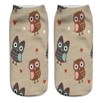 

Women Harajuku Cute Cotton 3D Print Owl Low Cut Ankle Socks