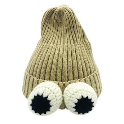 

Baby Caps Winter Newborn cartoon big eyes knitted headgear pink warm Baby soft cute hat