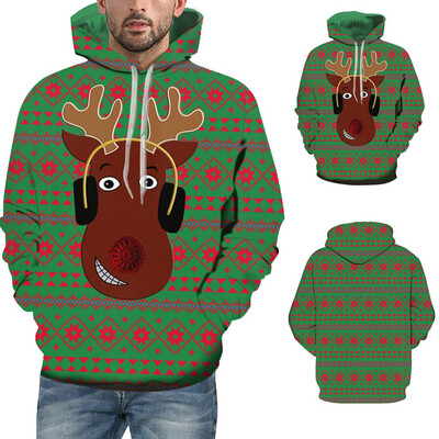 

Toponeto Mens Casual Christmas 3D Print Long Sleeve Hooded Sweater Jacket Coat