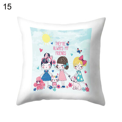 

Lovely Cartoon Girl Pillow Case Cushion Cover Sofa Bed Car Cafe Office Decor